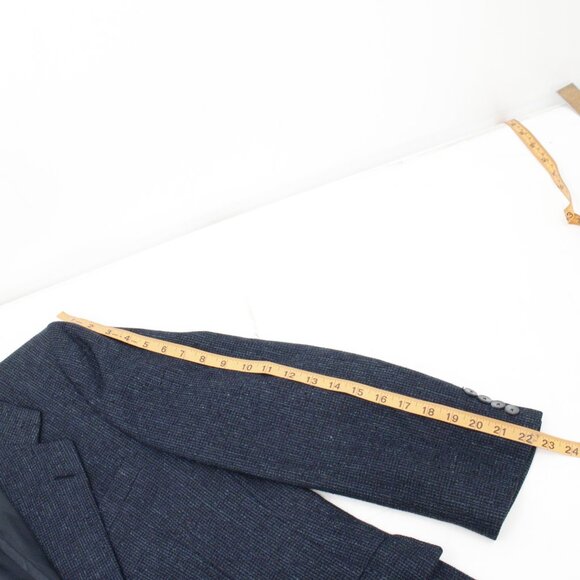 Vintage lanvin paris sport coat men's 40 hopsack notch lapel blue green jacket - Picture 11 of 15